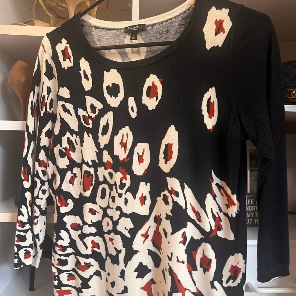 Talbots Petite Leopard Print Sweater